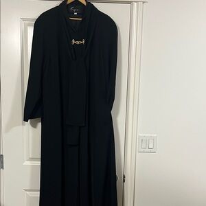 Designer. Black  Long Sleeve Coat with Gold Accent